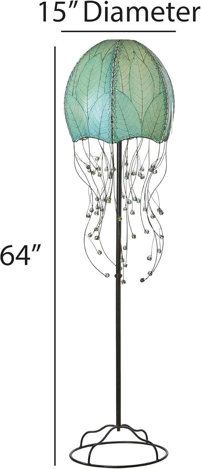 Eangee Home Design Jellyfish Large Floor Lamp, Shade Made Of Cocoa Leaves, 15x15x64 Inches