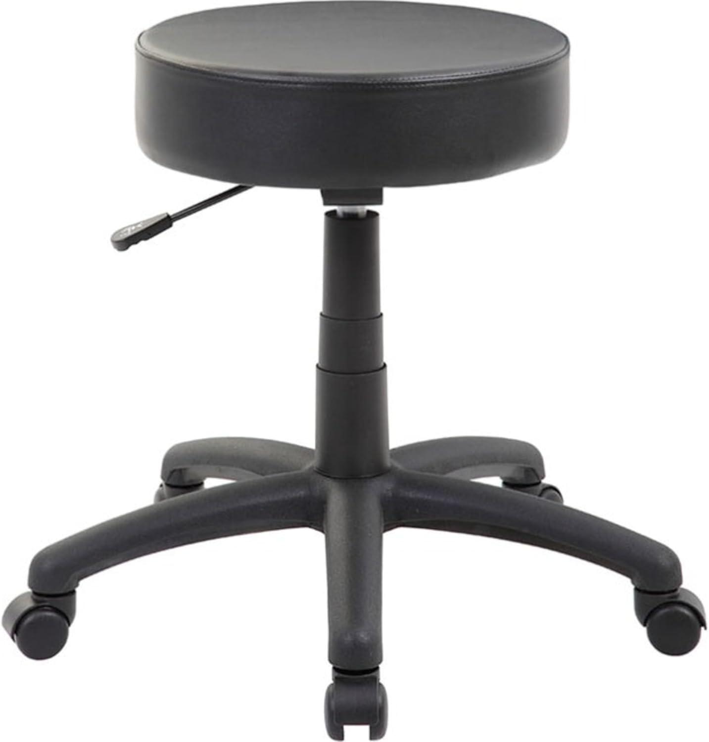 Boss Office Products Dot Faux Leather Swivel Drafting Stool in Black