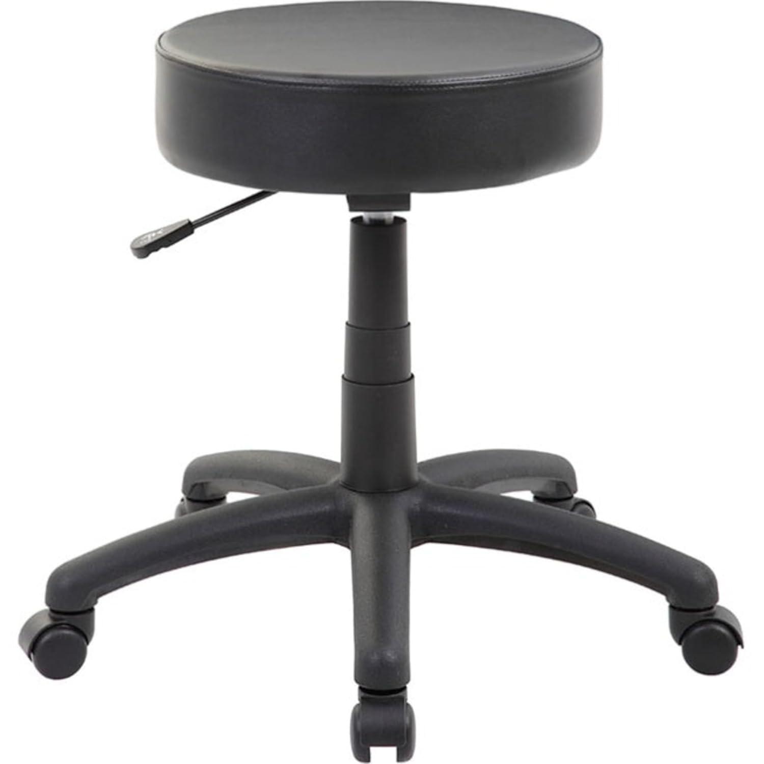 Boss Office Products Dot Faux Leather Swivel Drafting Stool in Black