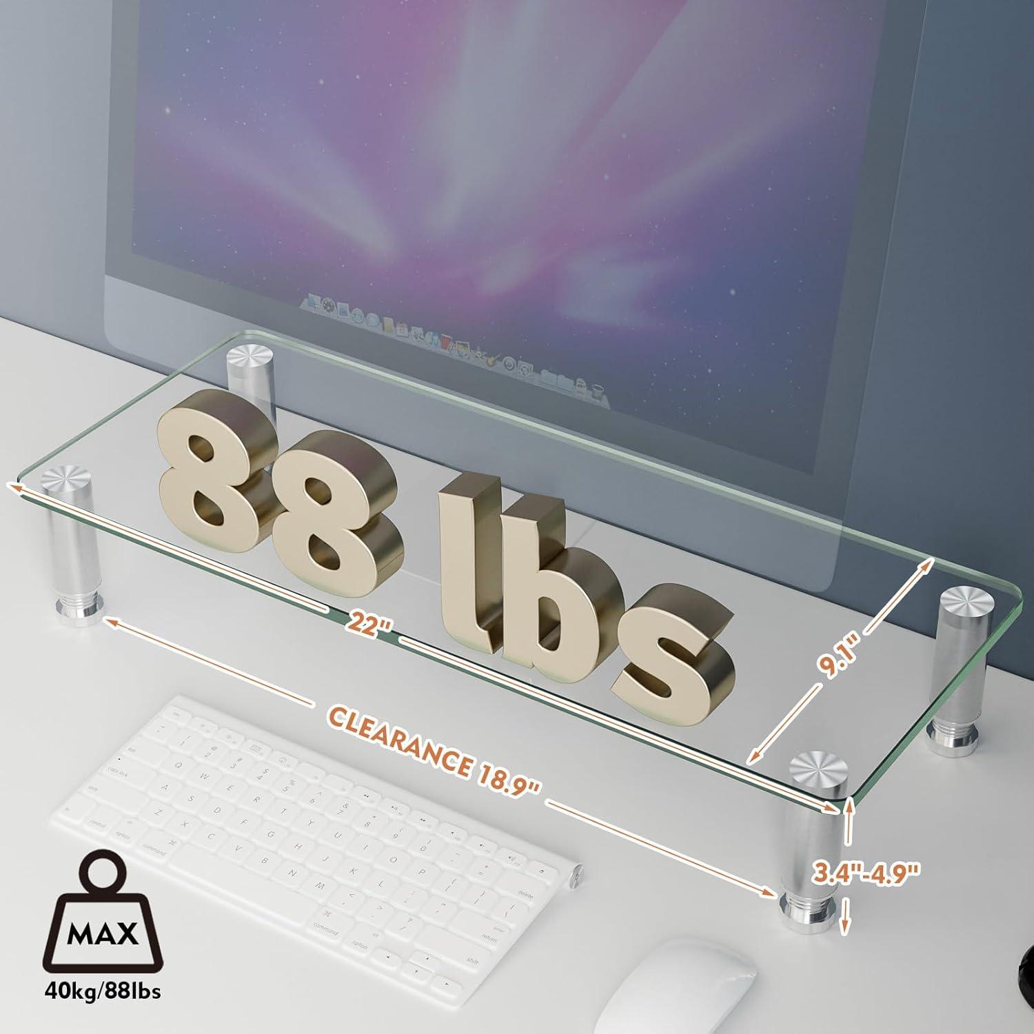 2 Pack Computer Monitor Riser with Height Adjustable Multi Media Desktop Stand for Flat Screen LCD LED TV, Laptop/Notebook/Xbox One