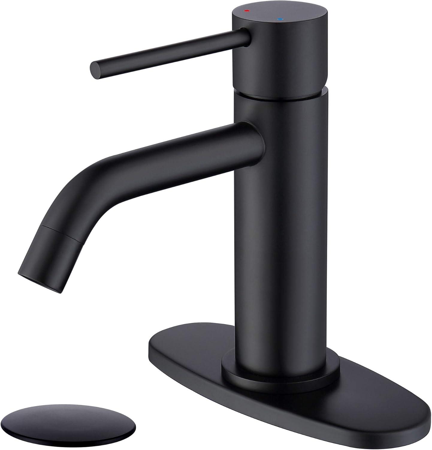 Matte Black Single Handle Stainless Steel Bathroom Faucet