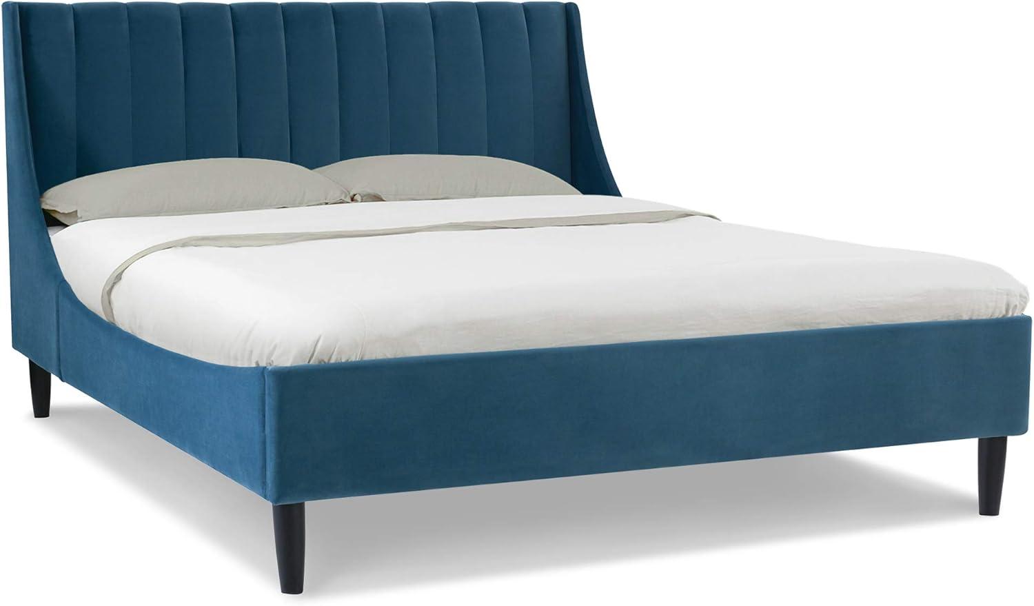 Sandy Wilson Home Aspen Tufted Headboard Platform Bed Queen Satin Teal Velvet