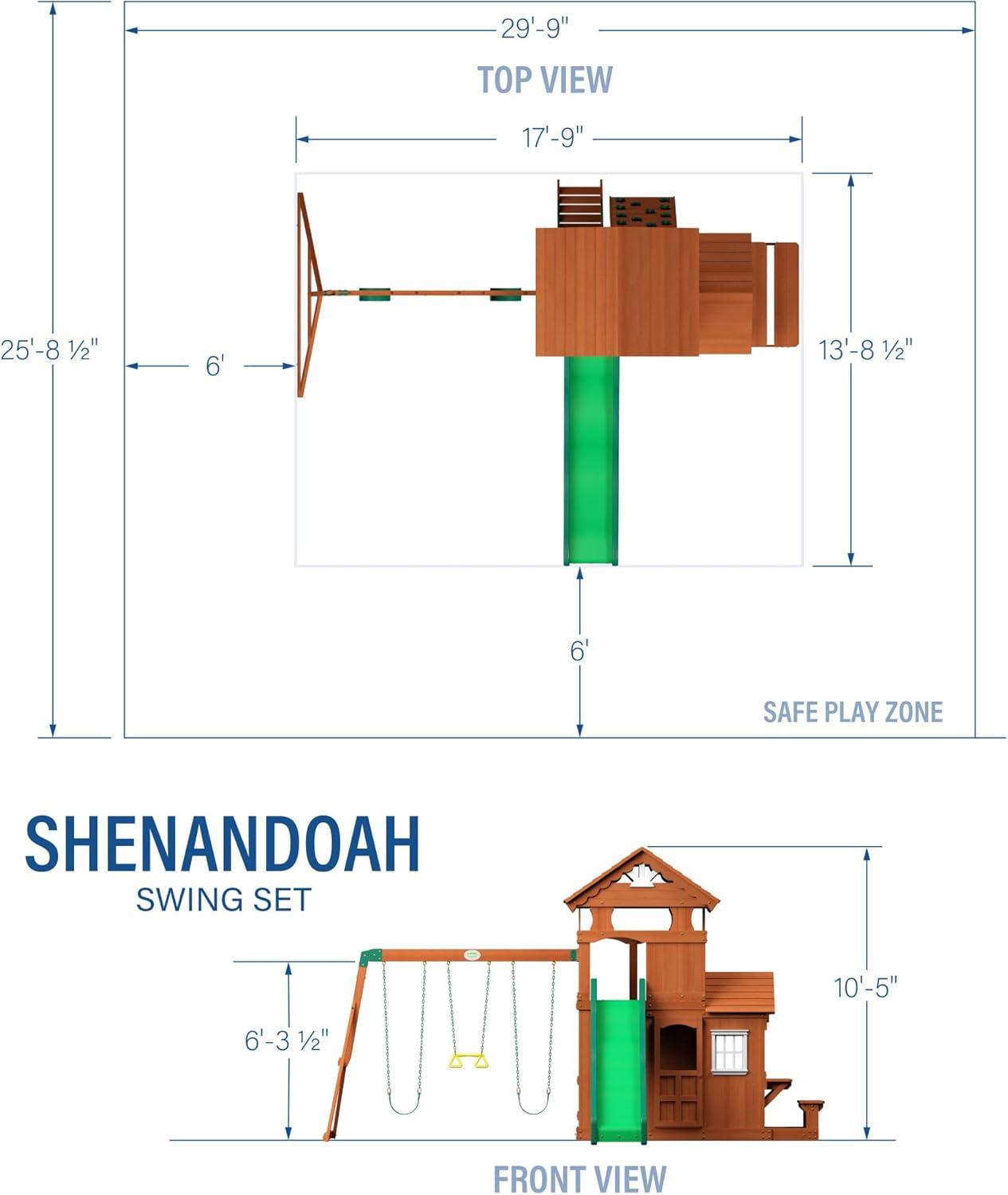 Backyard Discovery Backyard Discovery Shenandoah Cedar Wood Swing Set with Wave Slide, Clubhouse, Playhouse, and Play Kitchen