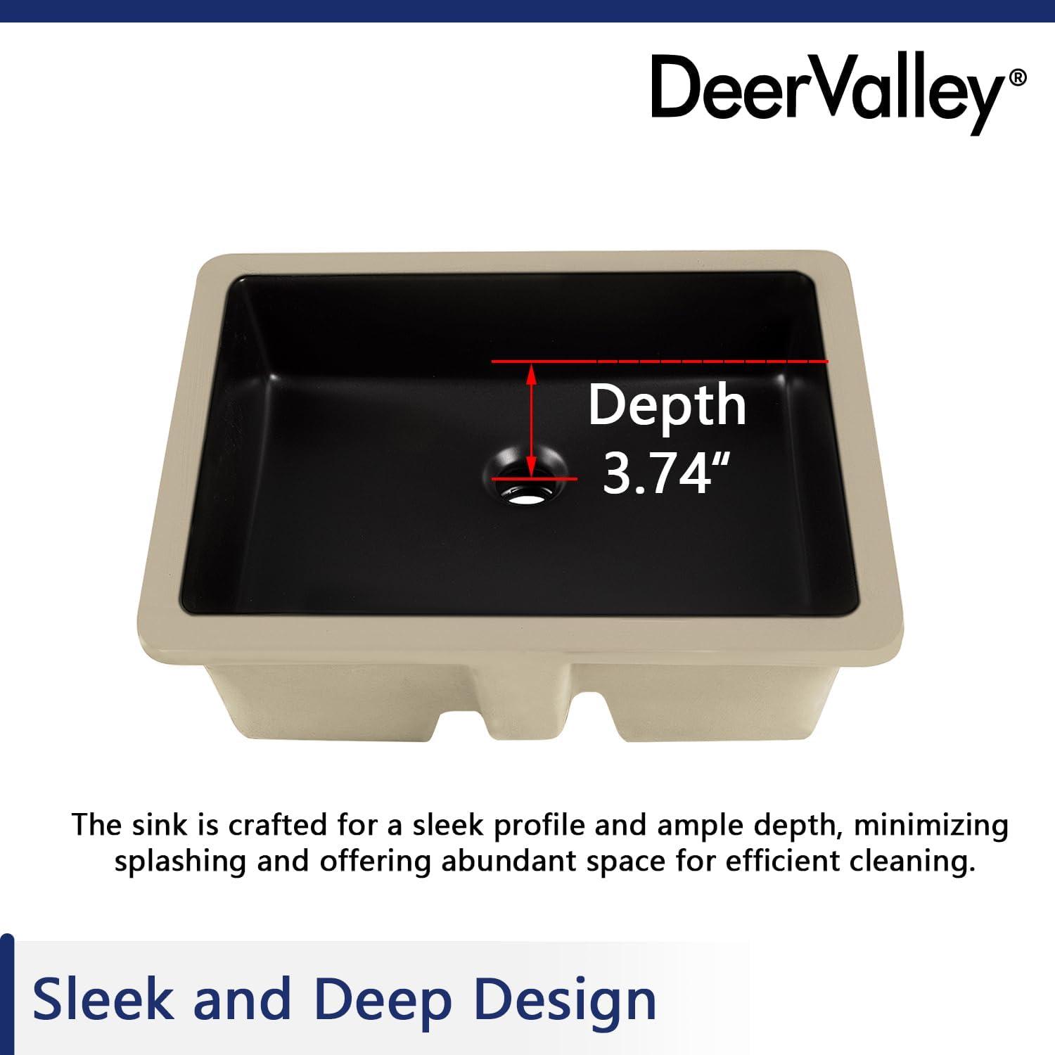 DeerValley Ursa 20" X 15.6" Rectangular Vitreous China Undermount Bathroom Sink with Overflow