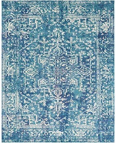 Livabliss 7'10"x10'3" Worsham Traditional Rug Teal: Stain & Fade-Resistant, Medium Pile, Indoor Use