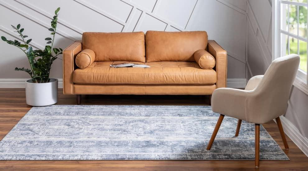 Unique Loom Portland Collection Area Rug - Depoe (6' 1" x 9' Rectangle Blue/Beige)