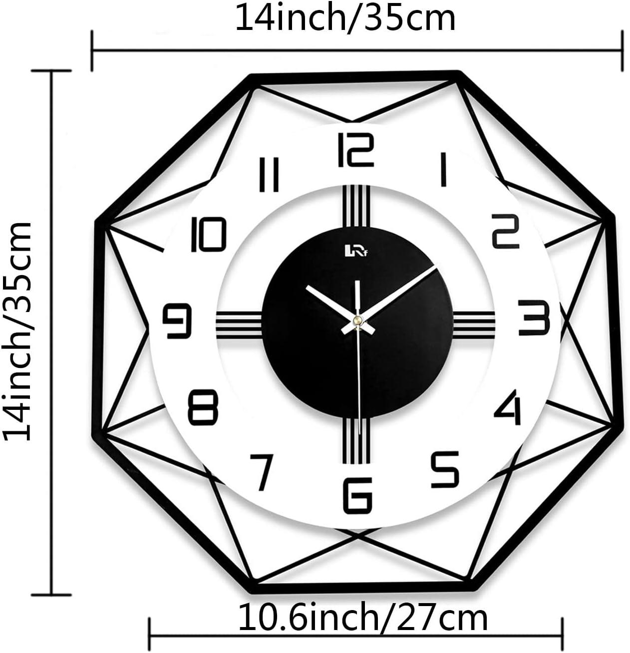 Large Wall Clock for Living Room Decor Pendulum Modern Kitchen Silent Big Wall Watch for Bedroom Black and White Decorative Office Non Ticking Battery Operated Wall Clock 25 Inch