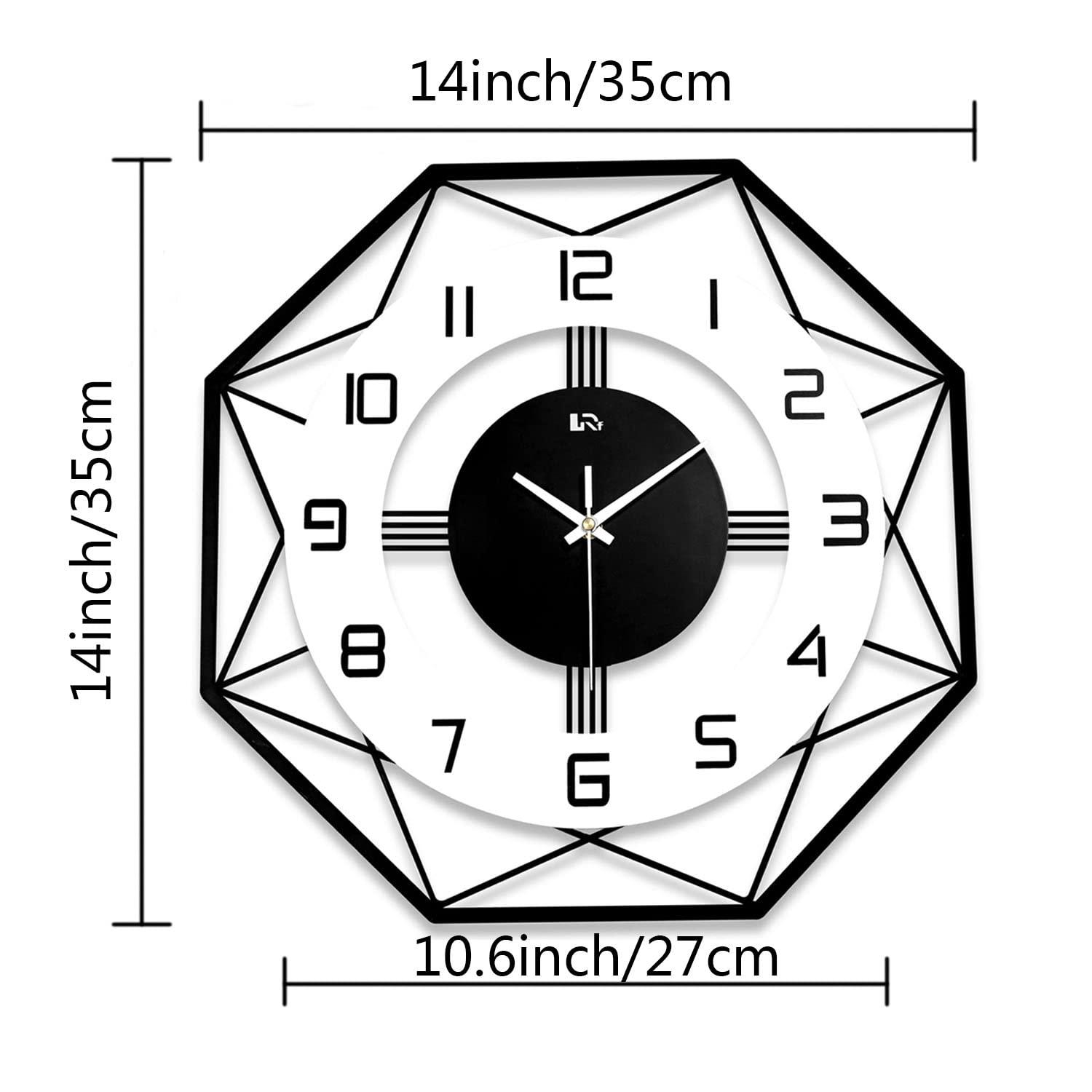 Large Wall Clock for Living Room Decor Pendulum Modern Kitchen Silent Big Wall Watch for Bedroom Black and White Decorative Office Non Ticking Battery Operated Wall Clock 25 Inch