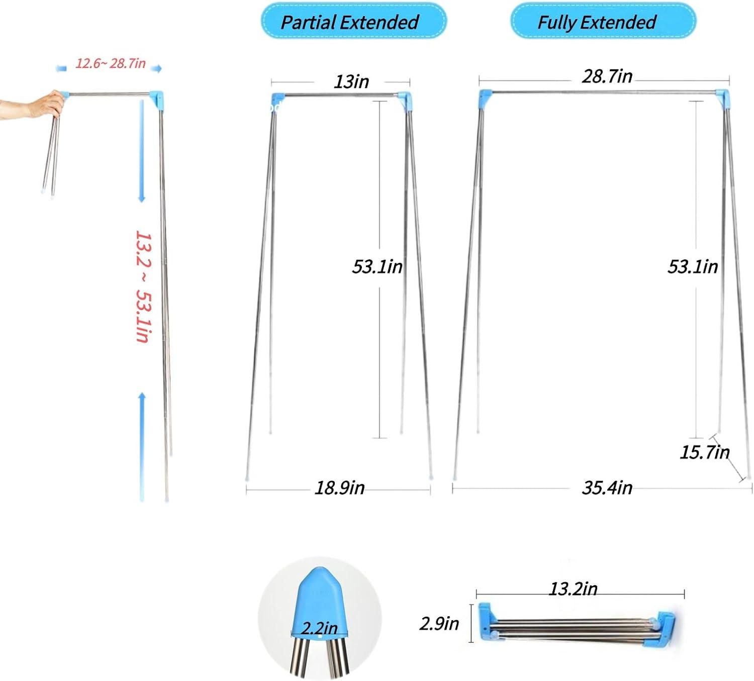 Portable Travel Garment Rack, Compact Stainless Steel Foldable Mini Drying Clothes Rack for Travel, Camping, Hotel Room, Laundry, Dance Costume, Indoor, Outdoor (Regular)