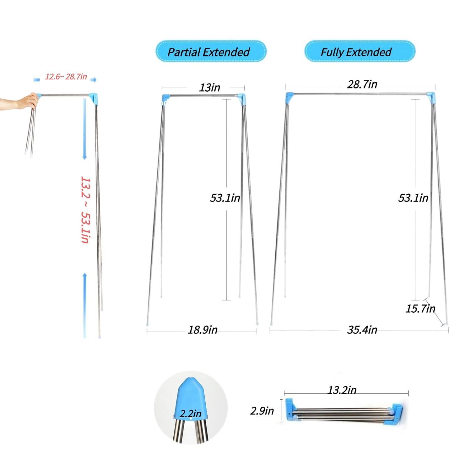 Portable Travel Garment Rack, Compact Stainless Steel Foldable Mini Drying Clothes Rack for Travel, Camping, Hotel Room, Laundry, Dance Costume, Indoor, Outdoor (Regular)