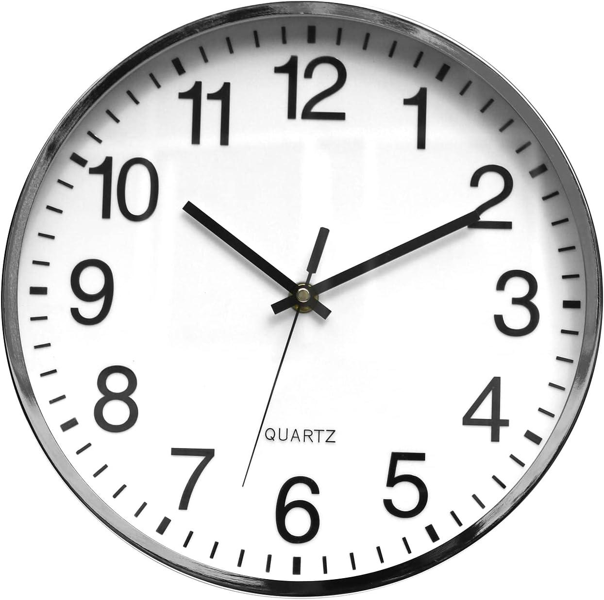 12" Chrome Silent Sweep Metal Wall Clock