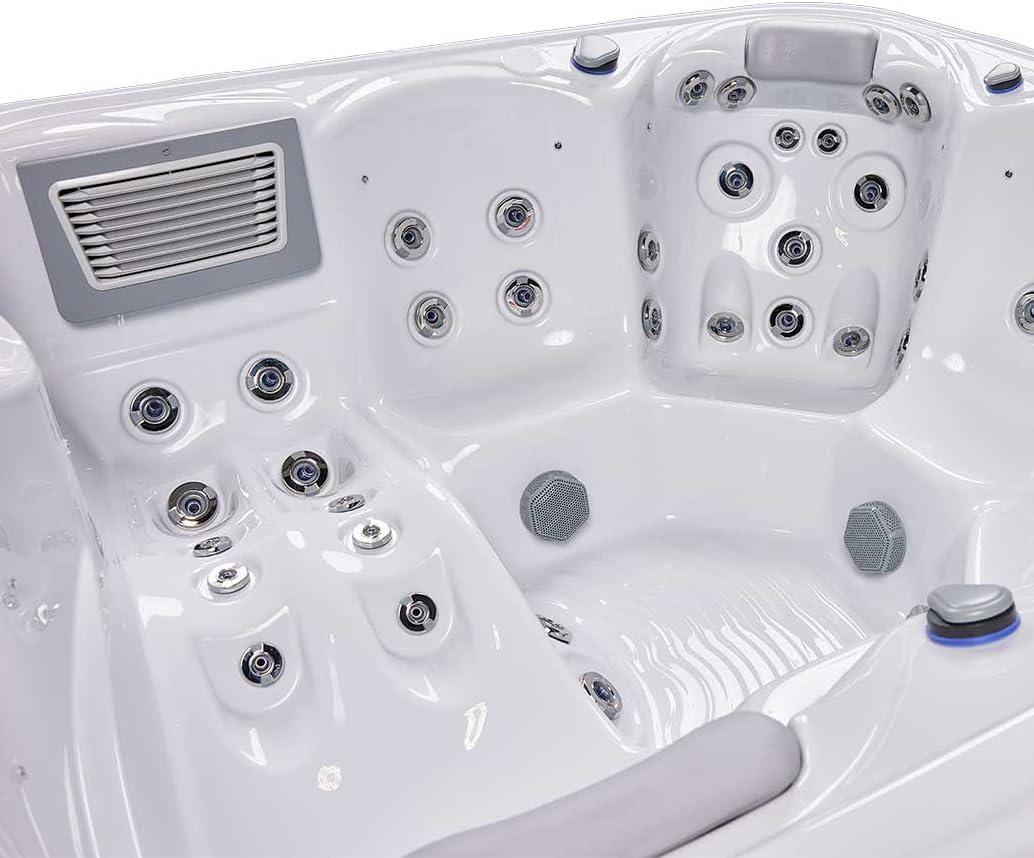 Buenospa New York 6 - Person 49 - Jet Acrylic Square Hot Tub with Ozonator and Cover in White