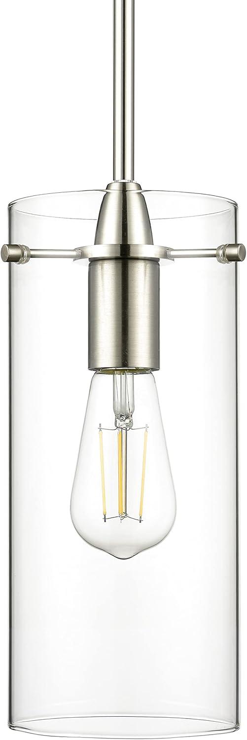 Mini Brushed Nickel Pendant Light with Clear Glass Shade