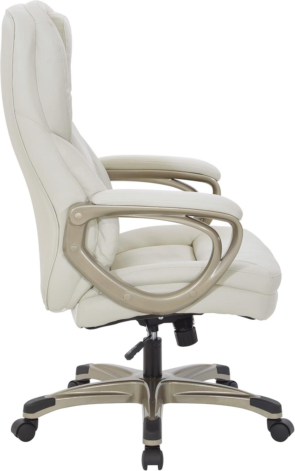 Executive Cream Bonded Leather Office Chair with Cocoa Coated Nylon Base