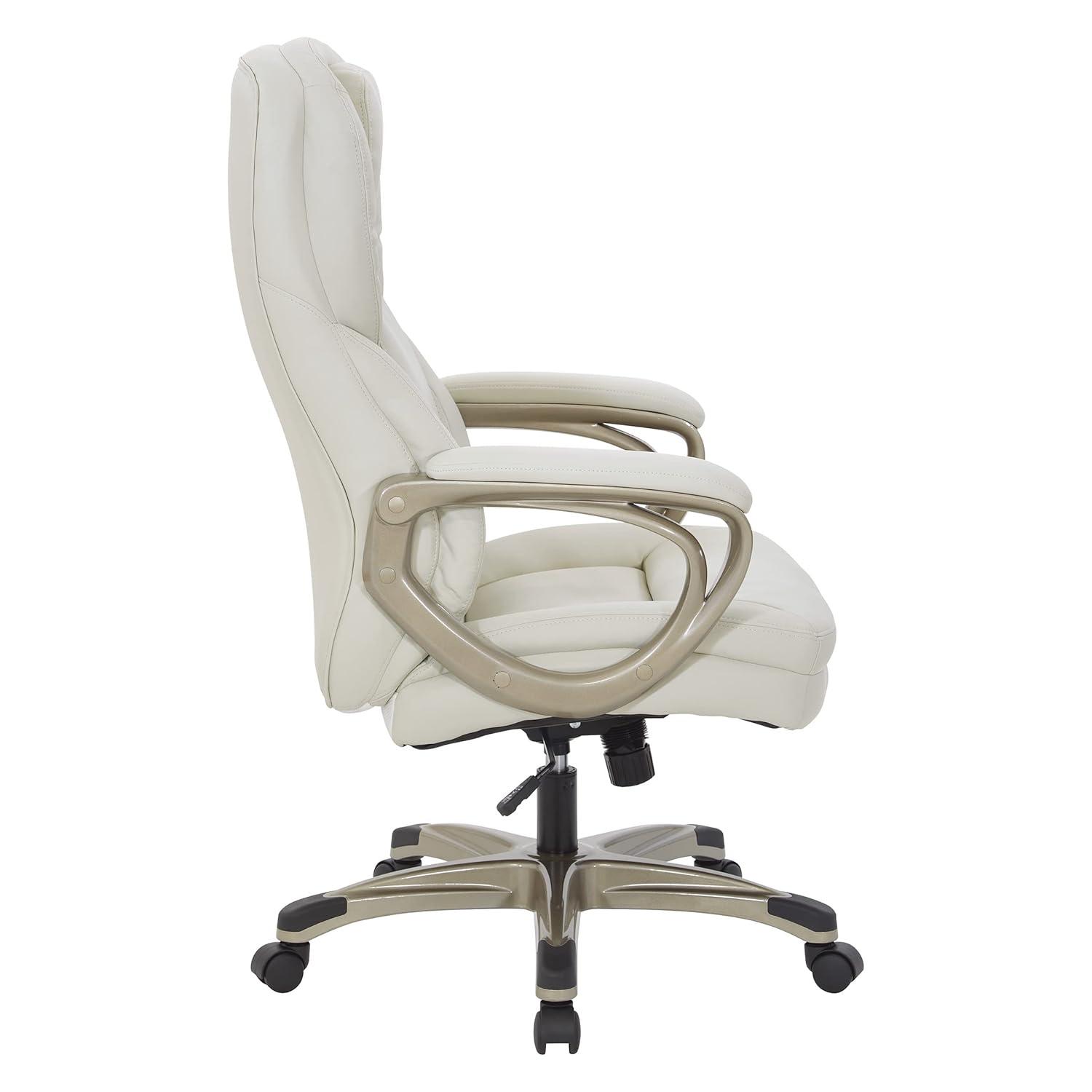 Executive Cream Bonded Leather Office Chair with Cocoa Coated Nylon Base