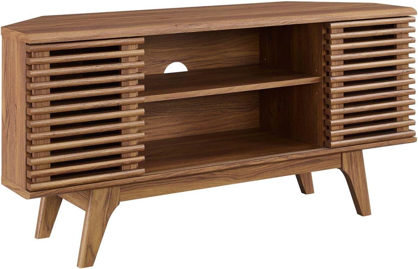 Modway Render 46" Laminate and Particleboard Corner TV Stand in Walnut