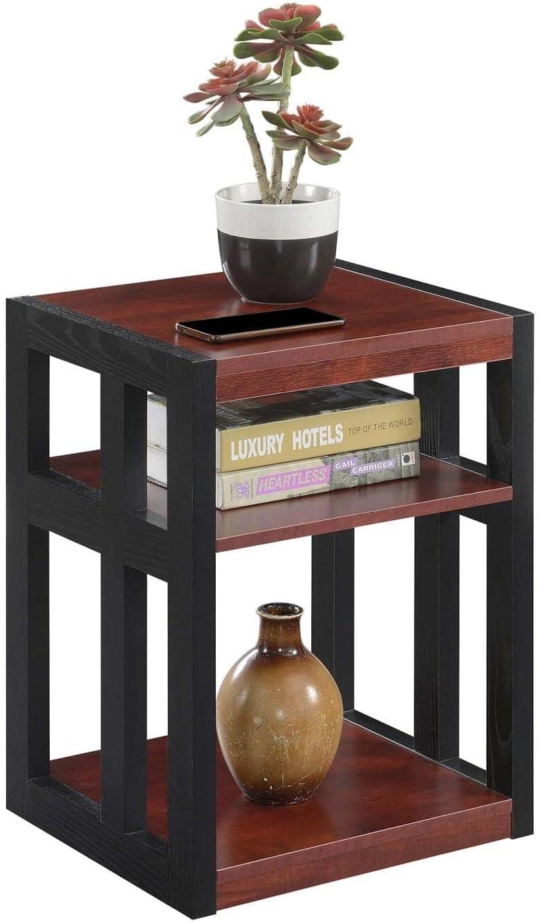 Convenience Concepts Monterey End Table with Shelves, Cherry/Black