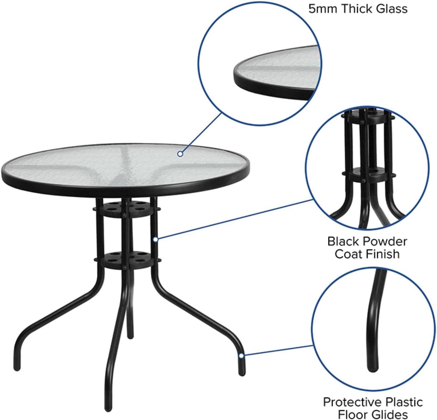 Flash Furniture 31.5'' Round Tempered Glass Metal Table