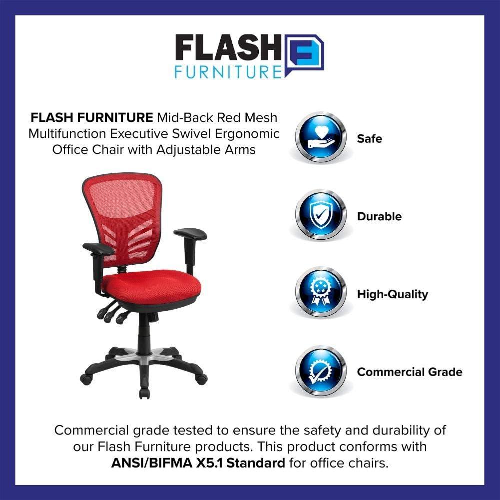 Flash Furniture Mid-Back Mesh Multifunction Executive Swivel Ergonomic Office Chair with Adjustable Arms