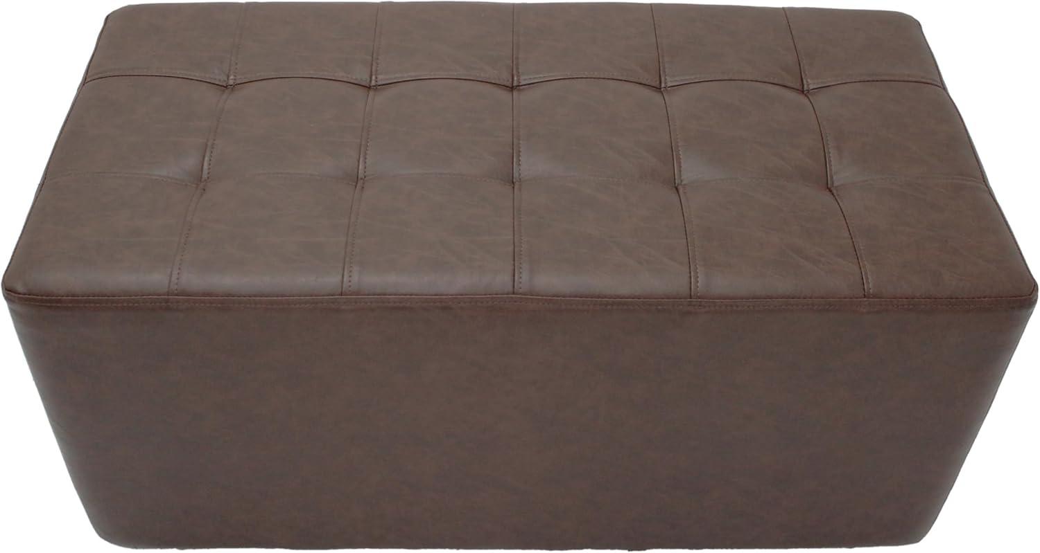 Distressed Tufted Rectangle Ottoman