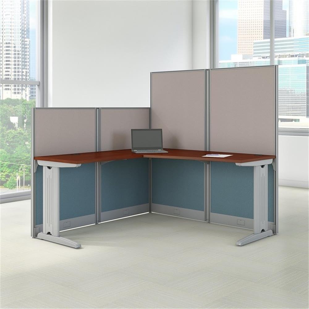 Office In An Hour L-Shaped 1 Person Cubicle with Cable Management