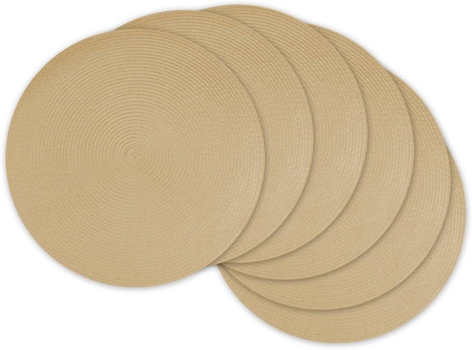 DII Round Woven Kitchen Placemat Set, Set of 6, 15" Diameter, 100% Polypropylene, Multiple Colors/Set Sizes