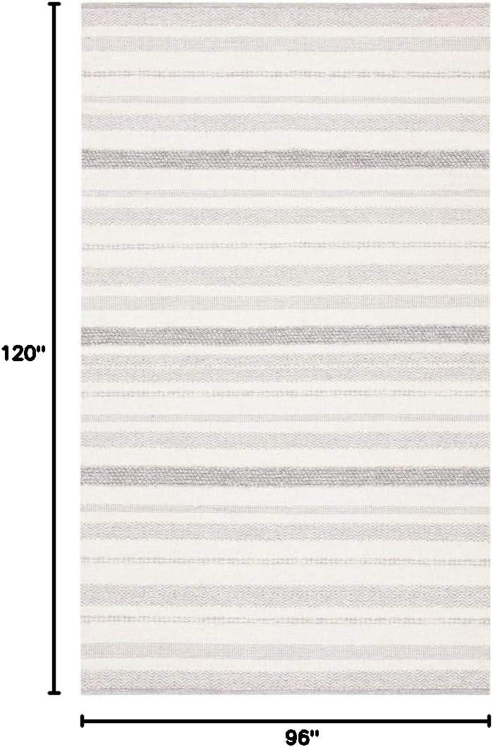 Striped Kilim STK501 Hand Woven Area Rug - Ivory/Grey - 8'x10' - Safavieh.