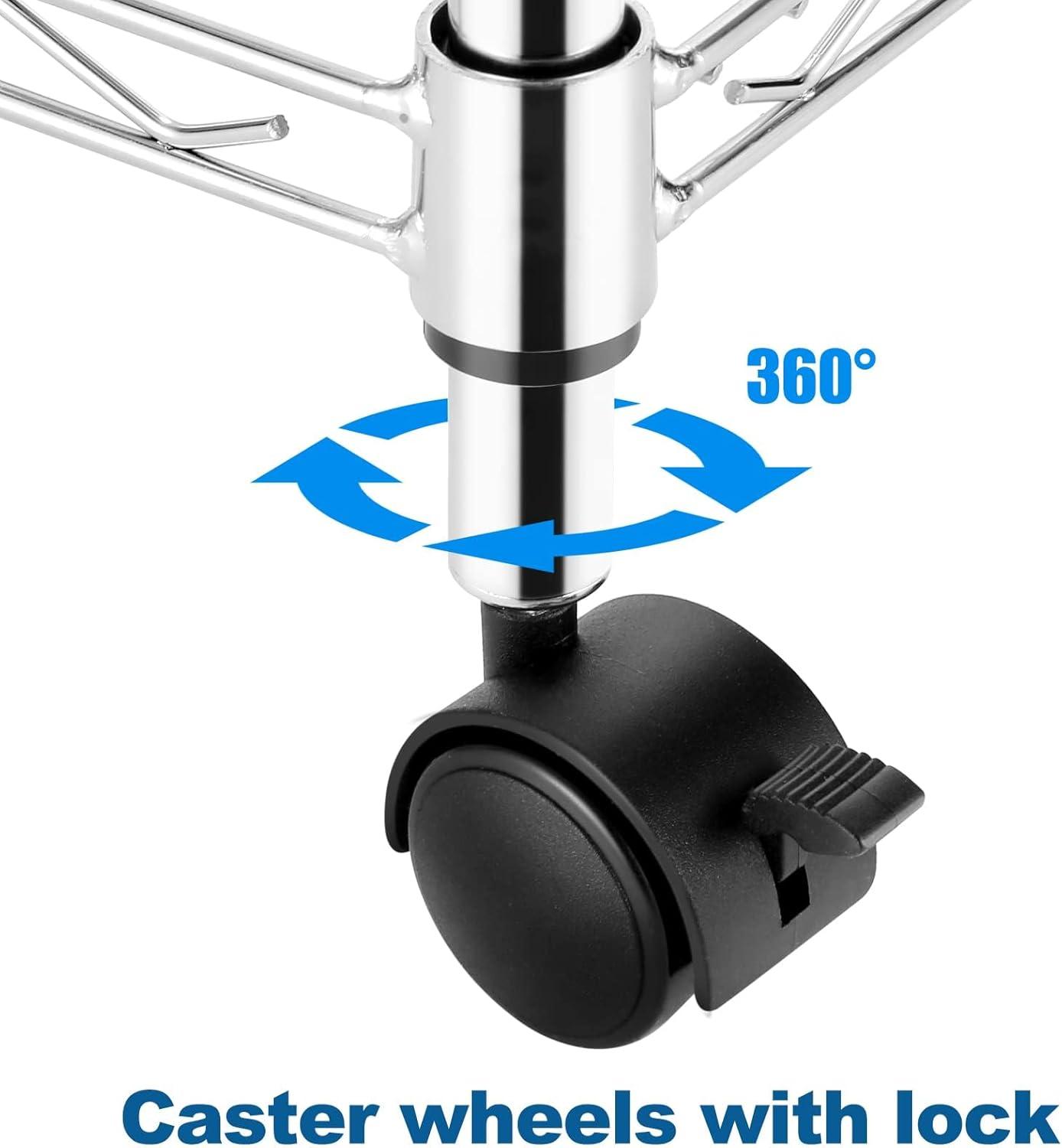 Homdox 5 Tier Steel Wire Shelving Unit on Wheels,Chrome Shelves for Garage Kitchen Living Room,Heavy Duty Shelving Rack, 23.2 x 13.8 x 72 inch (L x W x H)