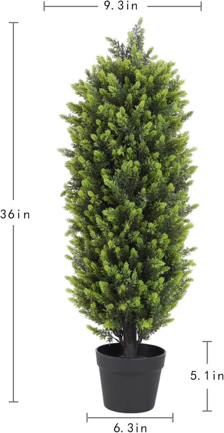 4ft Artificial Cedar Topiary Trees 2 Pack, Beautiful Realistic Artificial Plants for Outdoor, UV Protection Potted Plants Artificial Shrubs for Outdoor, Indoor, Office, Front Porch Decor.
