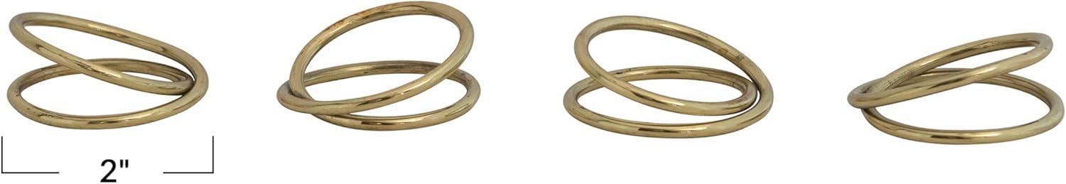 Bloomingville Modern Round Brass Napkin Rings with Leather Tie, Set of 4