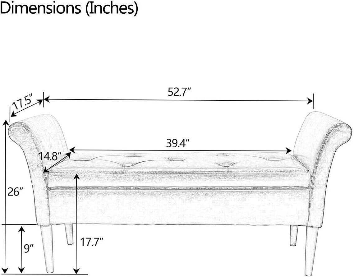 Exlonjet Storage Ottoman Bench with Arms Upholstered Tufted Storage Bench for Bedroom Entryway Living Room Fabric Tan