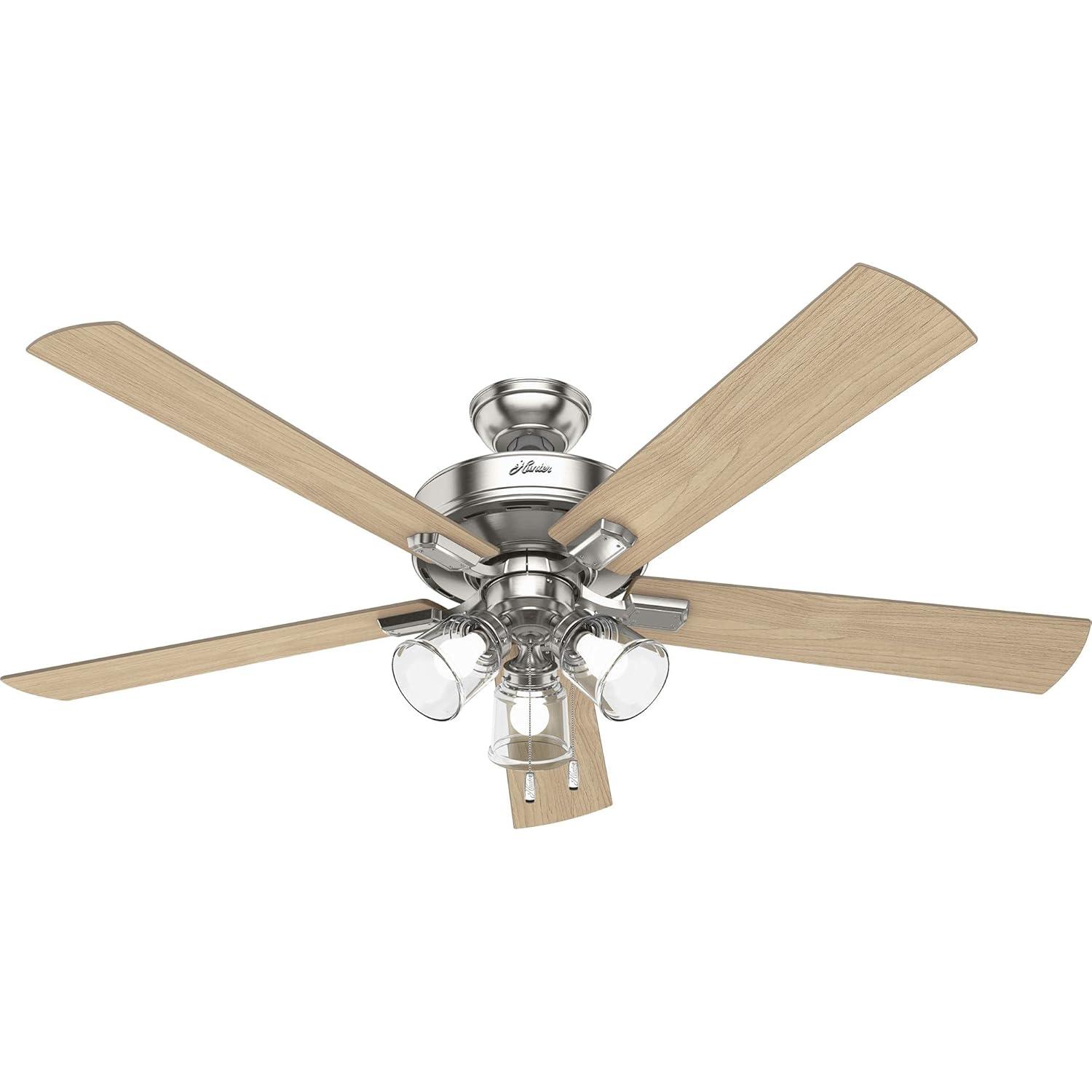 60" Crestfield 5 - Blade Ceiling Fan with Pull Chain and Light Kit Included
