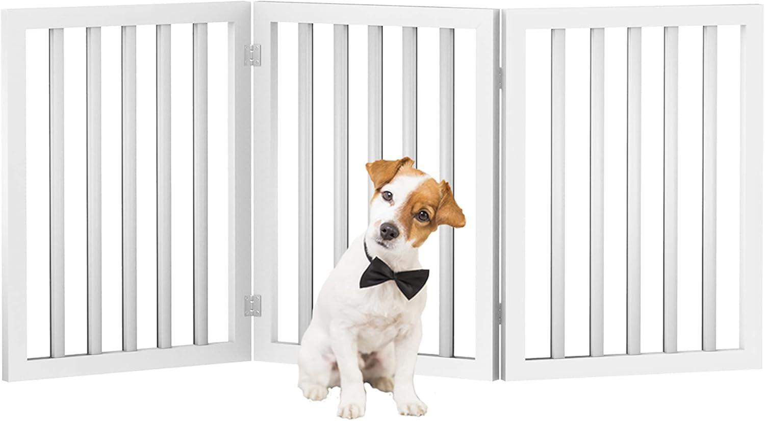 White 3-Panel Freestanding Plastic Pet Gate for Stairs and Doorways