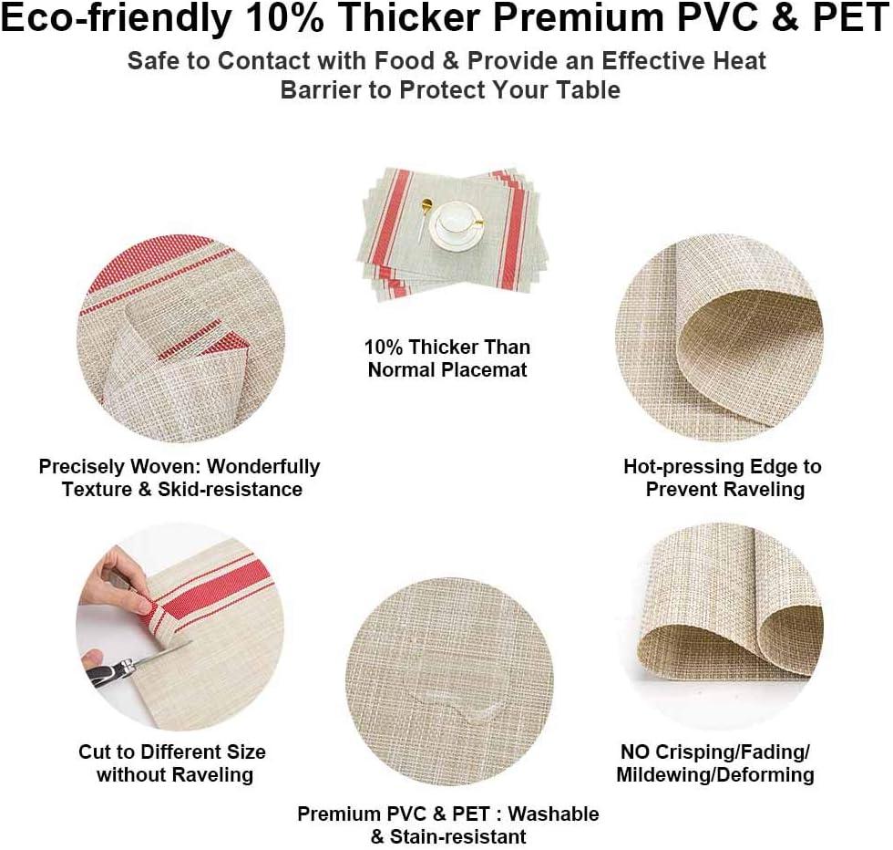 GIVERARE Placemats Set of 6, Heat-Resistant Woven Vinyl Place Mat, Non-Slip Washable PVC Table Mats, Easy to Clean Premium Plastic Place at for Dining Table, Kitchen Table (Smoky Gray)