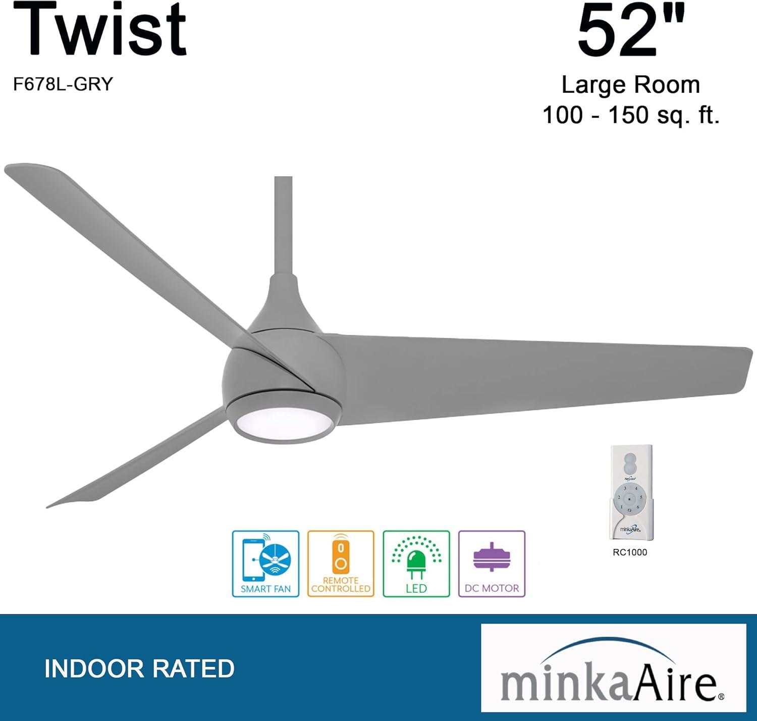 Minka Aire 52'' 3 - Blade LED Smart Standard Ceiling Fan with Remote Control and Light Kit Included