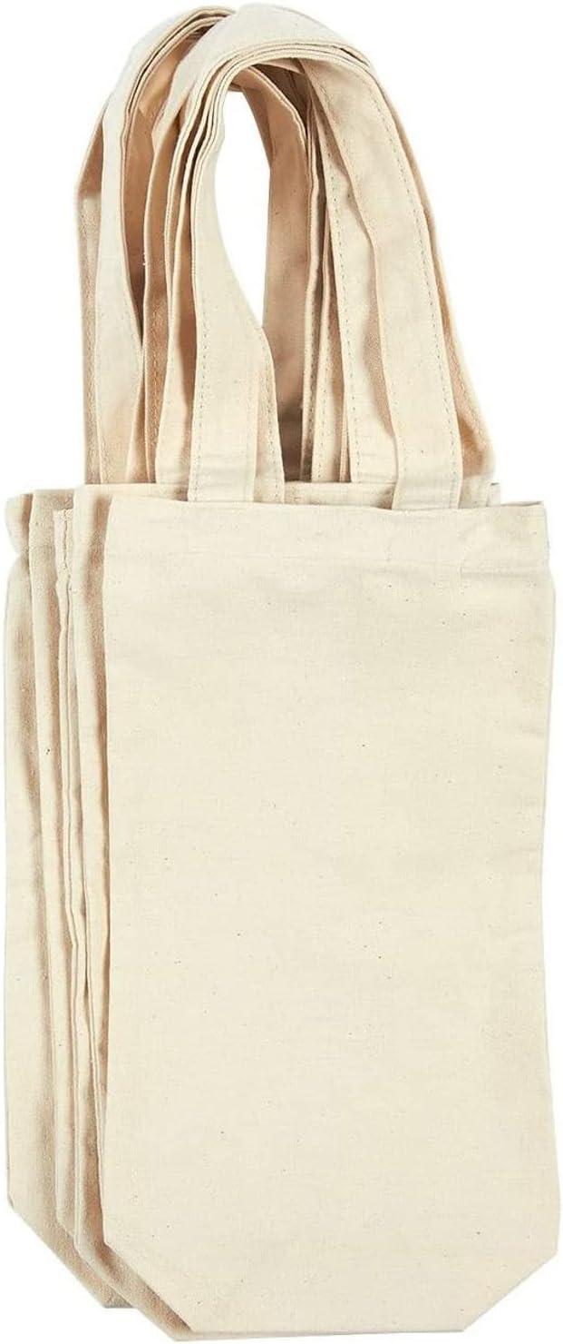 Blue Panda Canvas Wine Carrying Bags with Handles, Burlap Wine Bottle Gift Totes For Father's Day, Birthday Parties, Graduation, Bridal Shower, 6 Pack