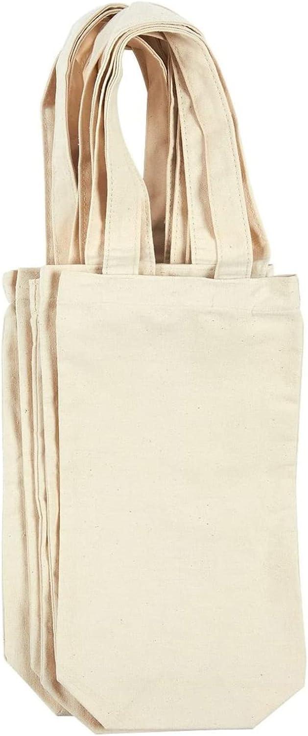 Blue Panda Canvas Wine Carrying Bags with Handles, Burlap Wine Bottle Gift Totes For Father's Day, Birthday Parties, Graduation, Bridal Shower, 6 Pack