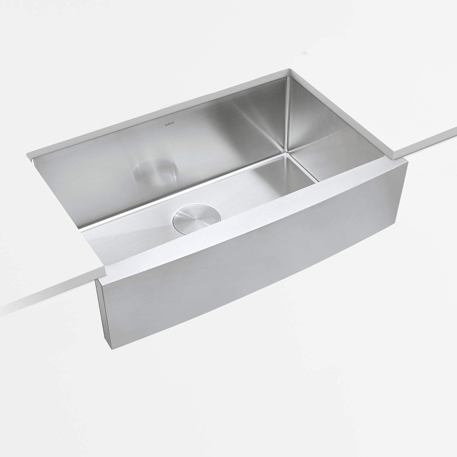 Prato 30 in. Single Bowl Farmhouse Curved Apron Front Stainless Steel Kitchen Sink 16-Gauge