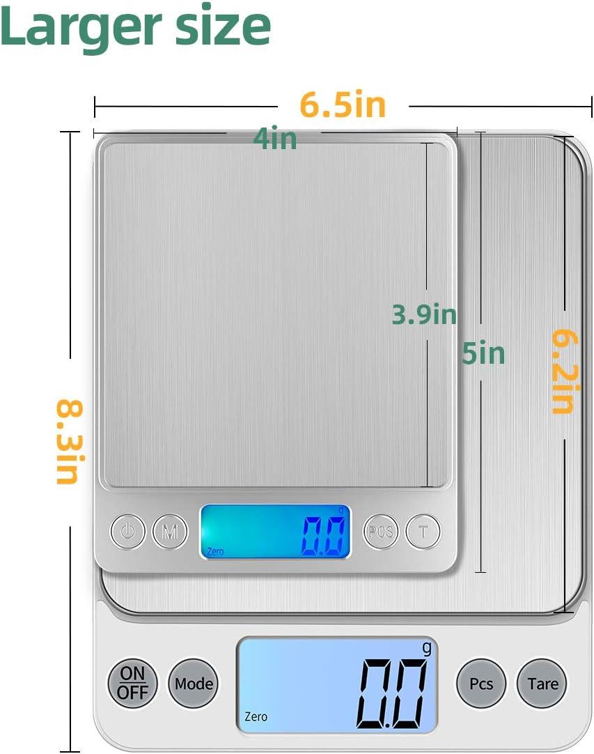 Stainless Steel Digital Kitchen Scale with LCD Display, 5kg/0.1g