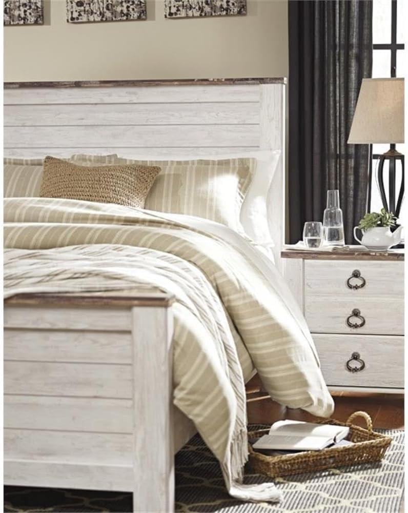 Ashley Furniture Willowton Queen Panel Bed in Whitewash