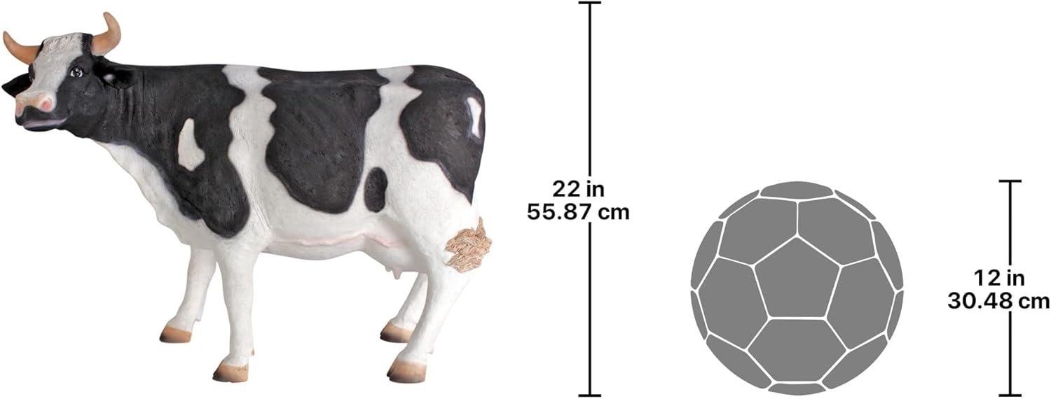 Large Black and White Painted Resin Cow Statue