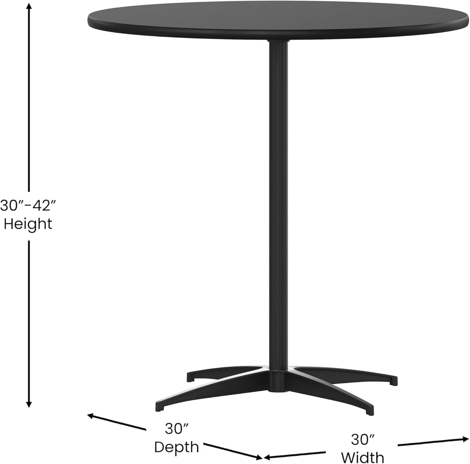 Flash Furniture Lars 30'' Round Wood Cocktail Table with 30'' and 42'' Columns, Black