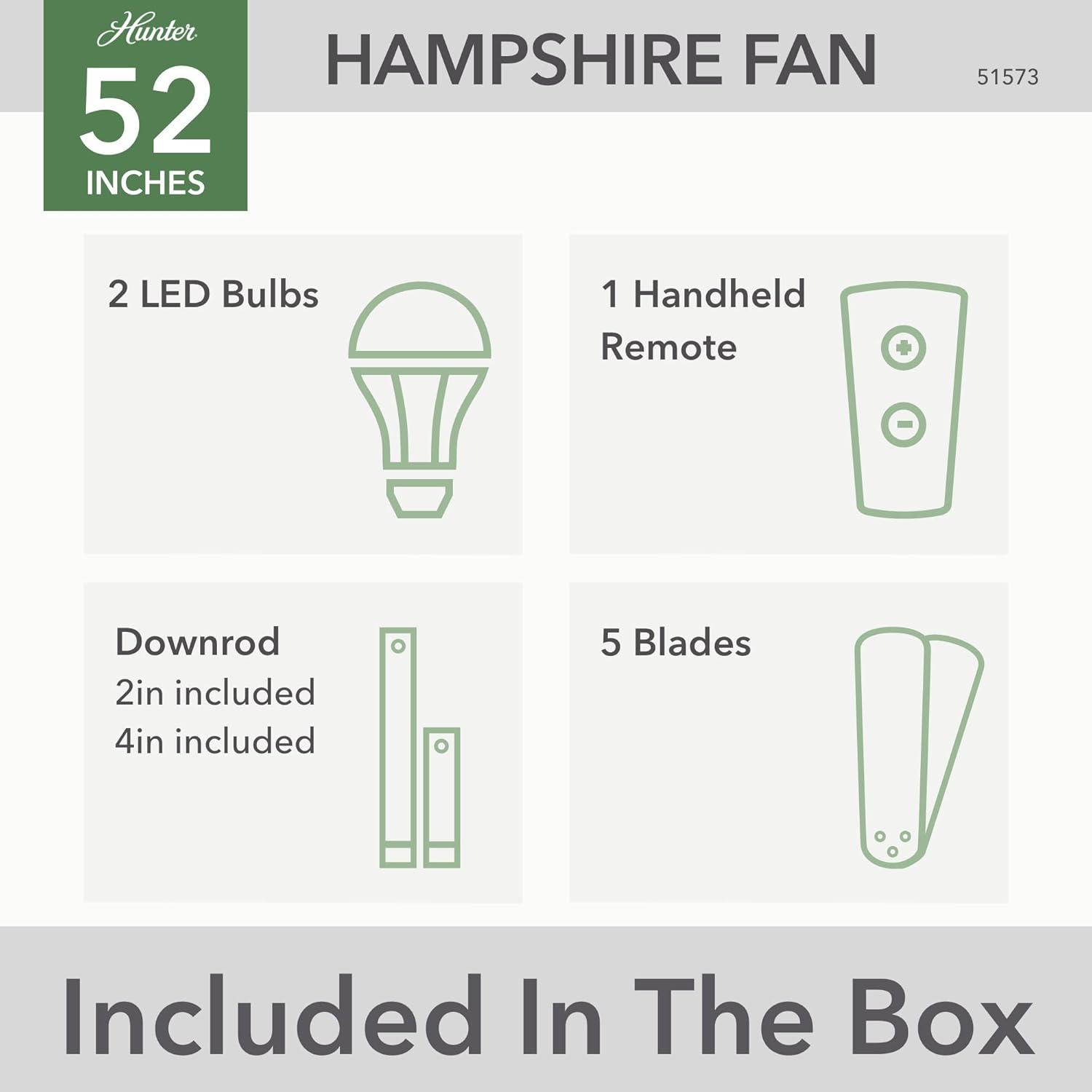 52" Hampshire 5 - Blade Ceiling Fan With LED Light Kit And Handheld Remote