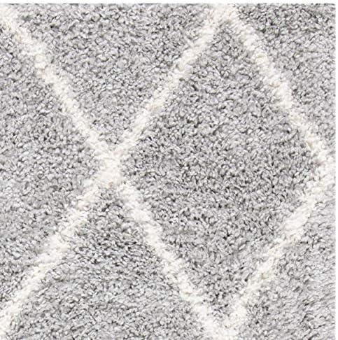 Parma Shag PMA515 Power Loomed Indoor Area Rug - 8'x10' - Grey/Cream - Safavieh
