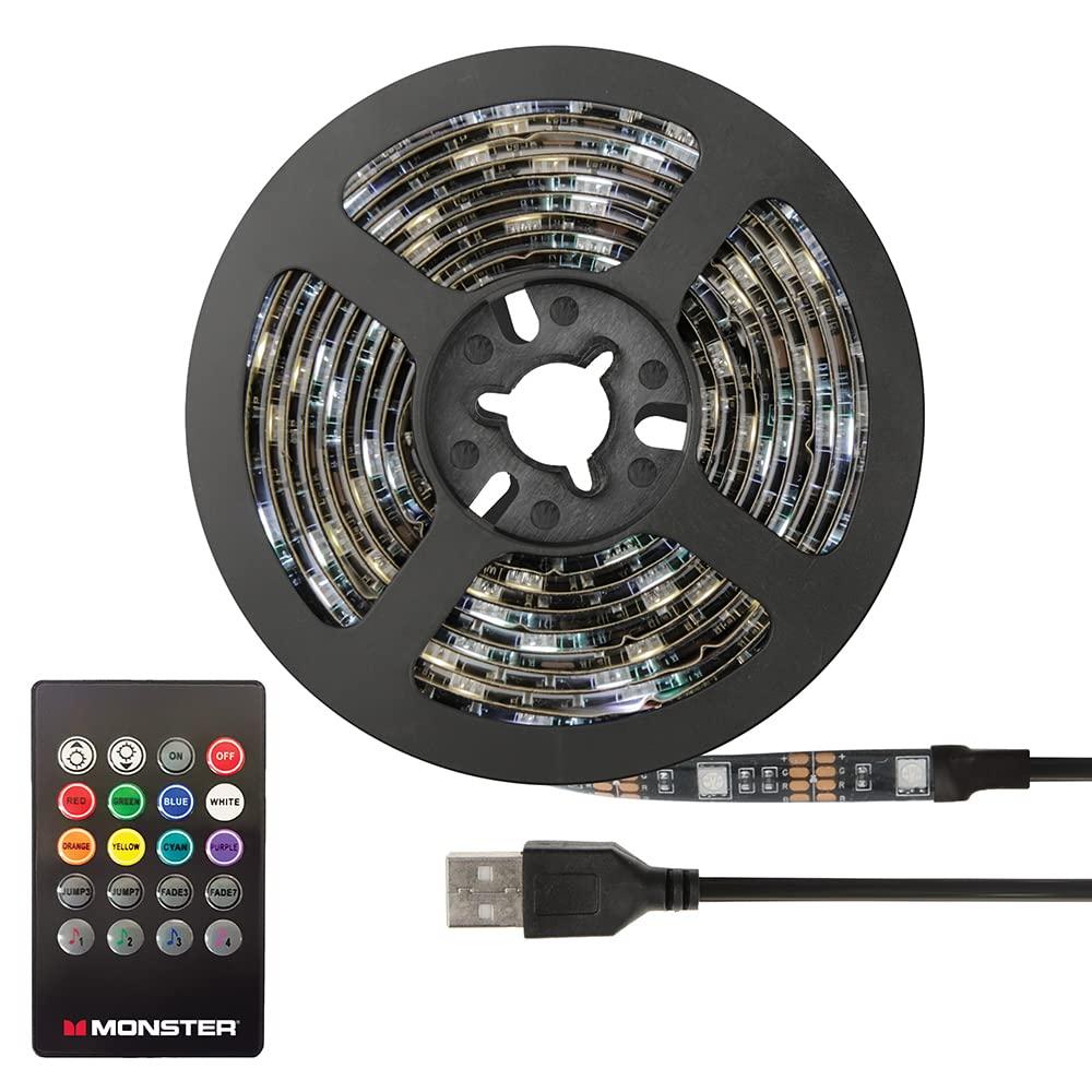 Monster 12ft Multi-Color Sound Reactive LED Light Strip with Remote Control, Indoor