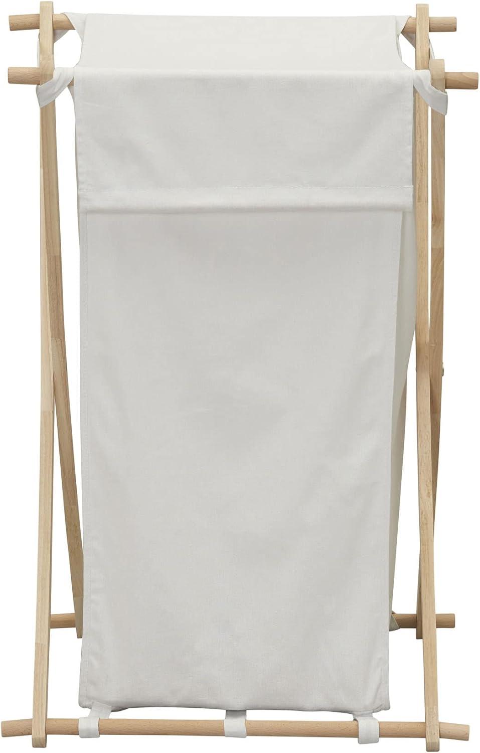 Household Essentials X-Frame Wood Laundry Hamper, Folding Wood Frame with Washable Poly-Cotton Bag