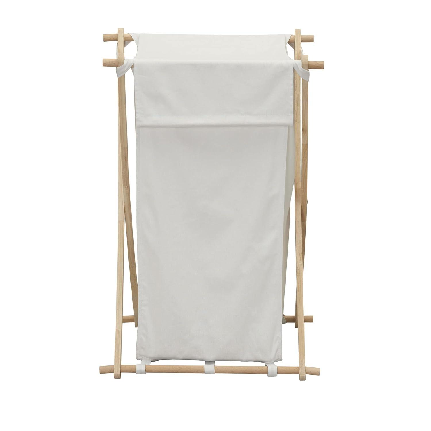 Household Essentials X-Frame Wood Laundry Hamper, Folding Wood Frame with Washable Poly-Cotton Bag