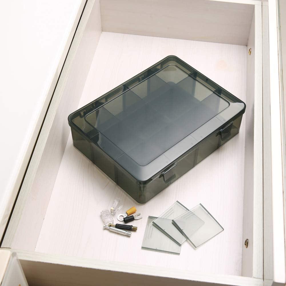 Vidifor 12 Large Plastic Craft Storage Containers, Compartment Storage Container, Parts Storage Box with Adjustable Dividers for Sewing Arts, Washi Tape Batteries Electronics Parts and More