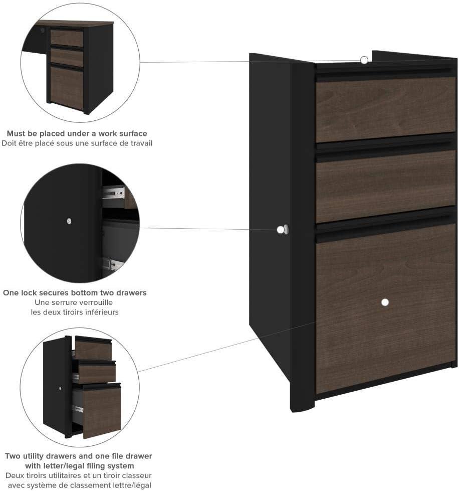 Kingfisher Lane 5 Piece L Shaped Computer Desk with Hutch in Antigua and Black