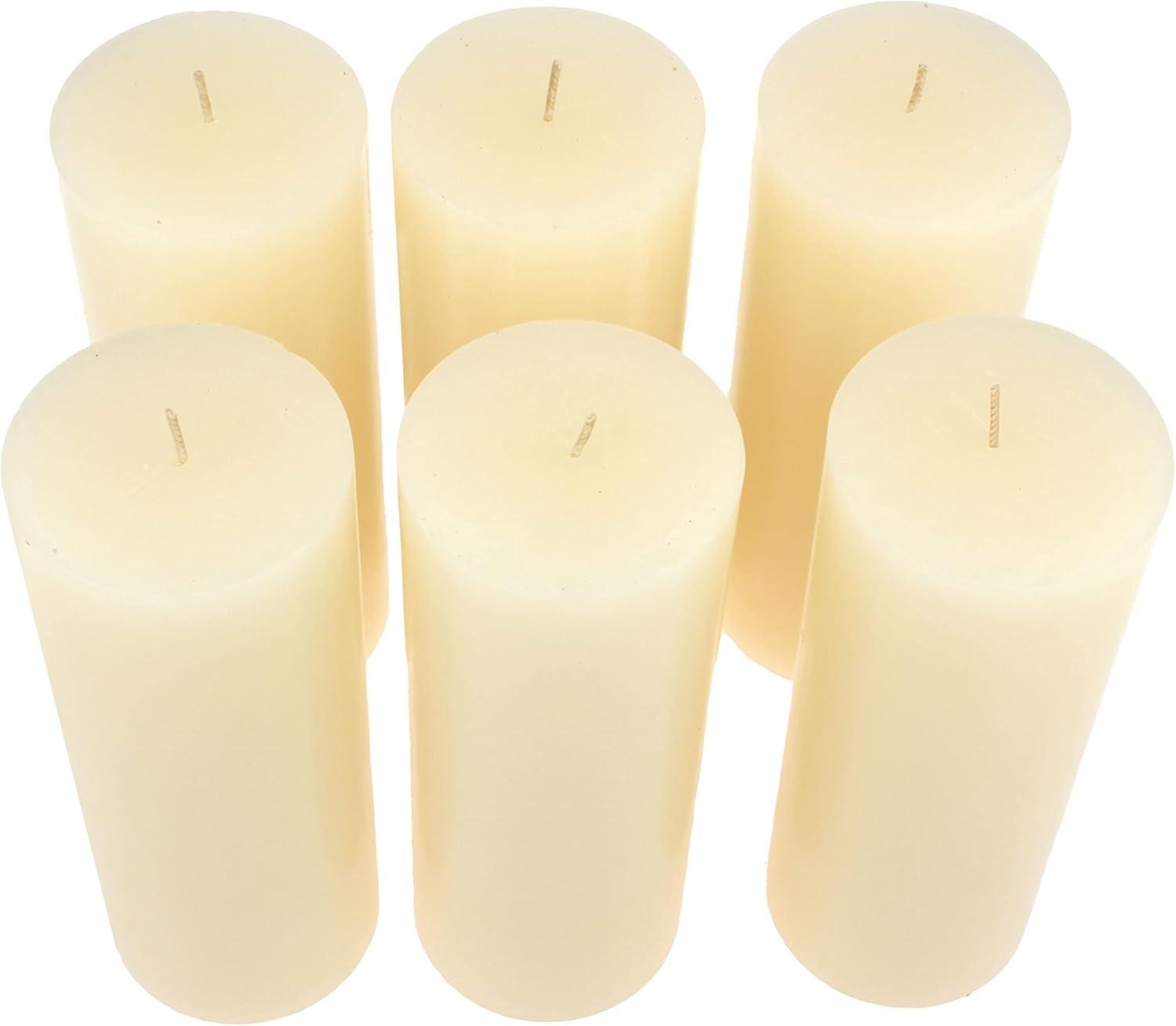 6pk Unscented Flat top Smooth Pillar Candles Ivory - Stonebriar Collection